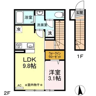 福島県福島市渡利字番匠町【アパート】の間取り