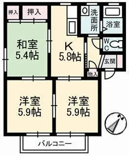 ヴィラ・シンシア A棟【1階】の間取り