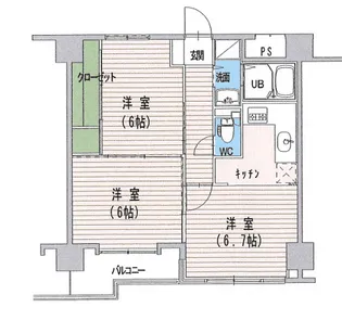 ベルソーレ支倉【6階】の間取り