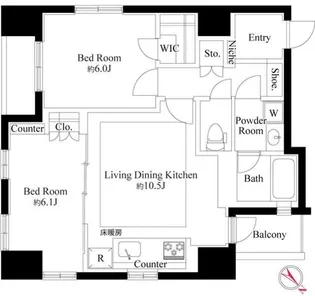 グランスイート銀座レスティモナーク【9階】の間取り