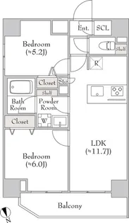 ルミークアン北上野 100【13階】の間取り