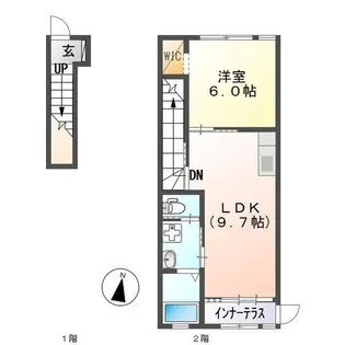 ヴィラ・ソレイユ B【2階】の間取り