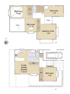 京都府長岡京市うぐいす台【一戸建】の間取り