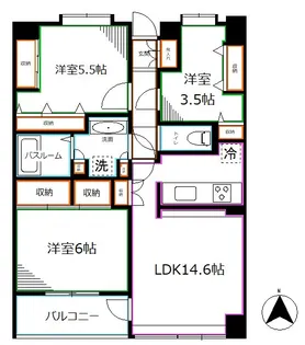 東京都中野区南台5【マンション】の間取り