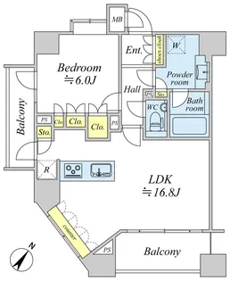グラーサ白金高輪【13階】の間取り