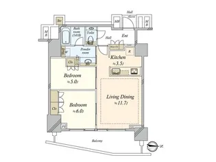 プラウド恵比寿ヒルサイドガーデン【6階】の間取り