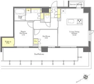 プライムメゾン浅草橋【13階】の間取り