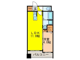アポロ久留米東【13階】の間取り