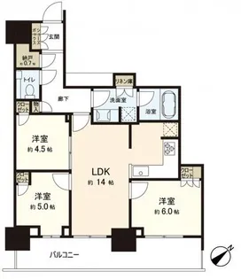 hitoto広島 The Tower【6階】の間取り