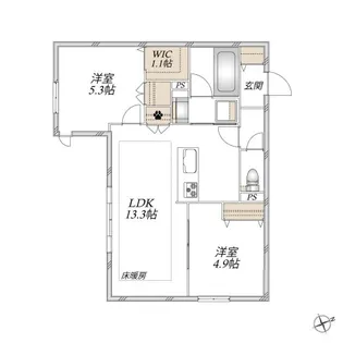 Sun Zem サンゼム【1階】の間取り
