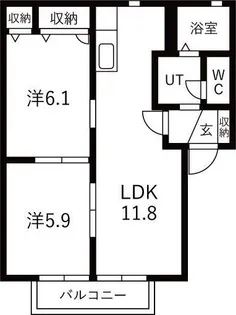グランバリエ横倉A【1階】の間取り