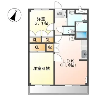 サンフィット橘【2階】の間取り