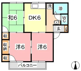 セジュール貝吹 A【2階】の間取り
