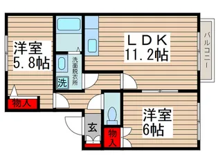 サンフレンドハイツC【2階】の間取り