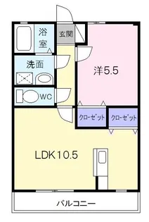 ハイツリープライツF【1階】の間取り