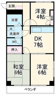 サンハイツ富士見【4階】の間取り