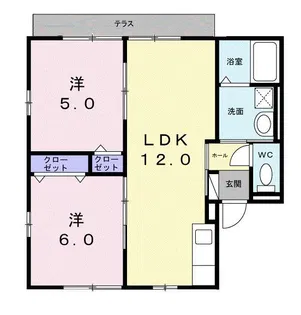 サンモールB【1階】の間取り