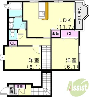 フリーデンハオス【2階】の間取り