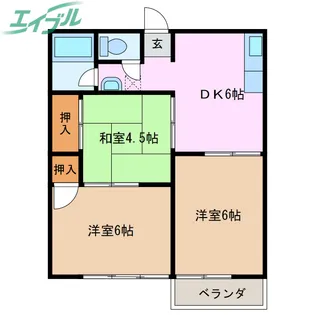 ハイツ山の平【1階】の間取り