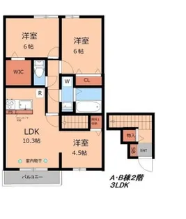 Garden House A・B棟【2階】の間取り