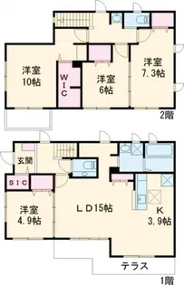 茨城県つくば市谷田部陣場【一戸建】の間取り