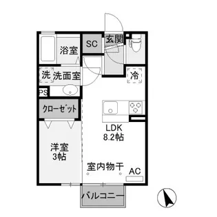 茨城県古河市南町【アパート】の間取り