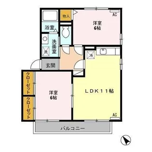 2LDKの間取り画像