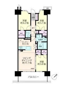 ザ・パークハウスオイコス新浦安【6階】の間取り