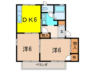 サニーフラッツII北棟【2階】の間取り