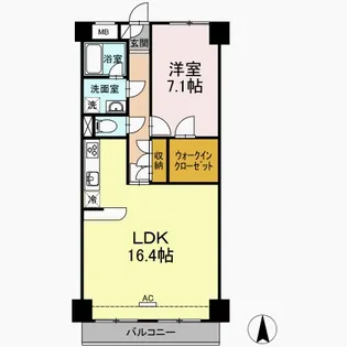 ハイフラットワン【5階】の間取り