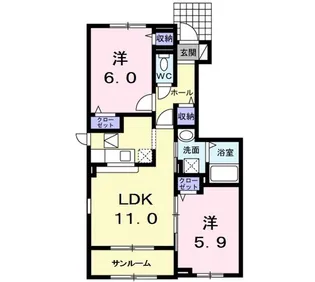 トレスメーラB【1階】の間取り