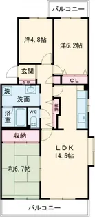 竜ヶ崎ハイツB【3階】の間取り
