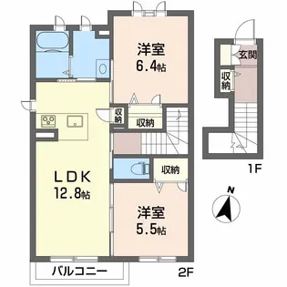 シャーメゾン ドリーミオA棟【2階】の間取り