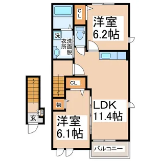 ラポート清水I・II【2階】の間取り