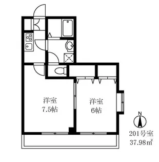 第6田嶋マンション【2階】の間取り