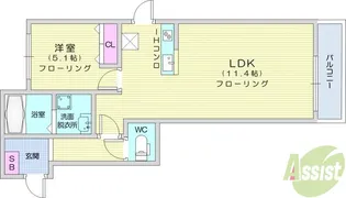 クウォーレトモ米ヶ袋【3階】の間取り