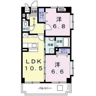 シャトーうふざと【2階】の間取り