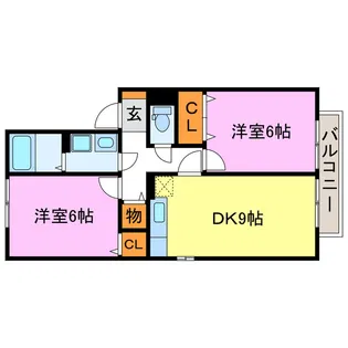 クラージュA・B【2階】の間取り