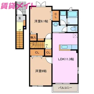 キャトル・スール Y【2階】の間取り