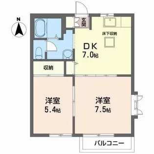 2DKの間取り画像