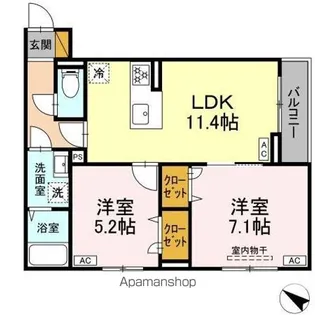 DーROOM新宿IーA【2階】の間取り
