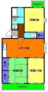 エバーグリーンB棟【3階】の間取り