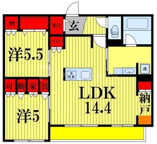 セラ ルシャト船橋【3階】の間取り
