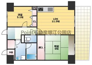 大阪府大阪市鶴見区浜5【マンション】の間取り