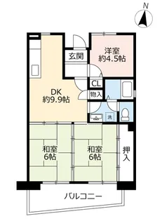 URアーベインルネス穴生【2階】の間取り