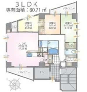 おもろまちヒルズカレア【5階】の間取り