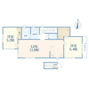 HOUSE X AOBADAI A棟【2階】の間取り
