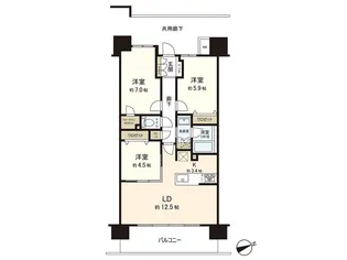 レーベングランデ美田園ONE FLAG【10階】の間取り