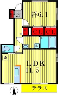 フェリーチェ ヴィータC【1階】の間取り