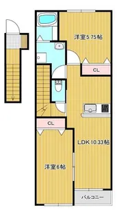 アイタウン庭瀬D棟【2階】の間取り